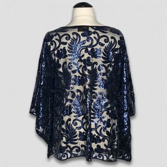Bob Mackie Wearable Art Black Blue Kaftan Tunic Dress 3X - Picture 2 of 12